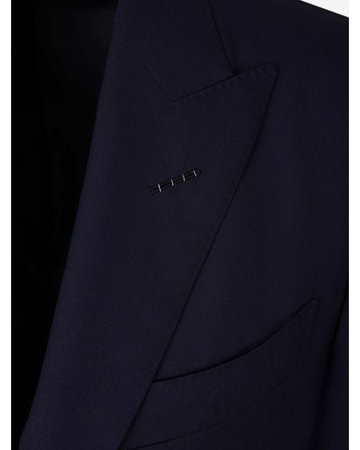 Tom Ford Blue Plain Wool Suit for men