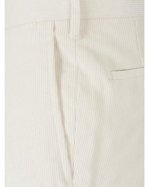 Santa Eulalia White Corduroy Pleated Trousers for men