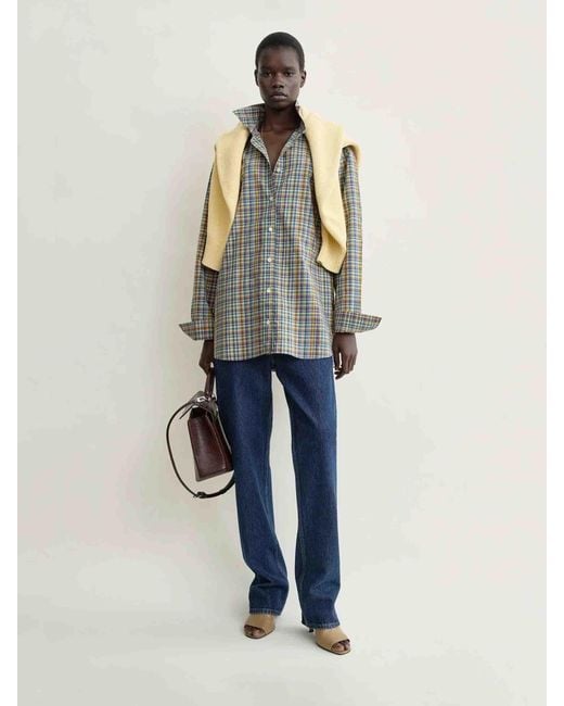 Totême Gray Plaid Print Shirt