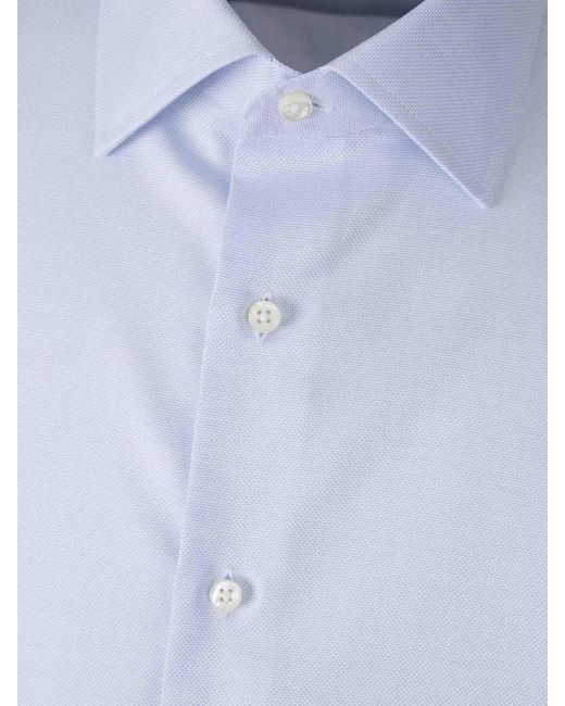 Camisa Geométrica Algodón di Canali in Blue da Uomo