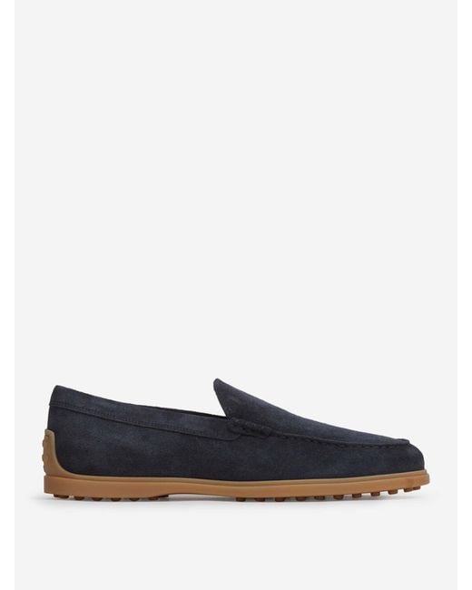 Tod's Blue Suede Slipper Loafers for men