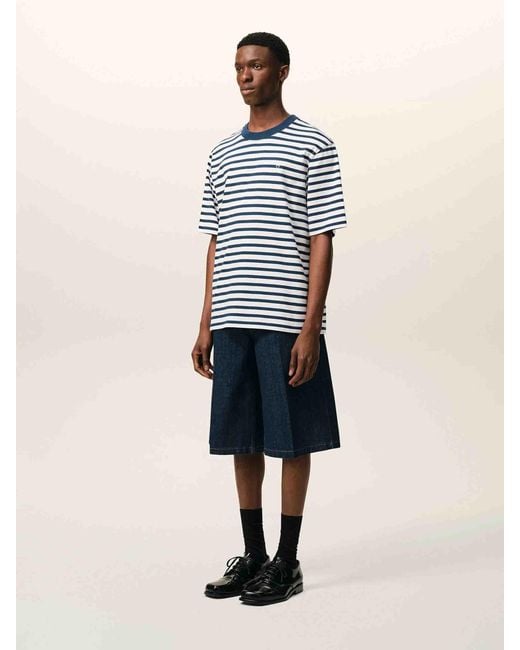 AMI Blue Round Neck T-Shirt for men