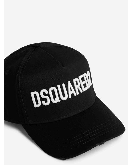 DSquared² Black Embroidered Baseball Cap for men