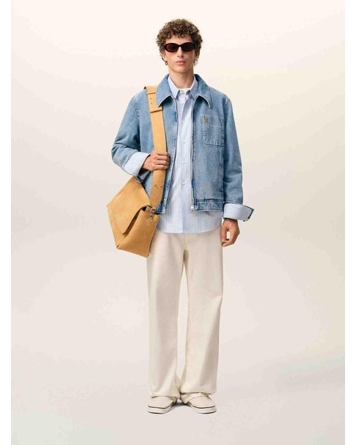 AMI Blue Casual Denim Jacket for men