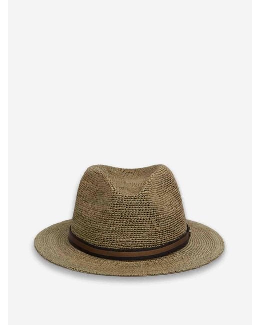 Borsalino Green Crochet Straw Hat for men