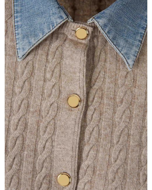 Miu Miu White Denim Collar Cardigan