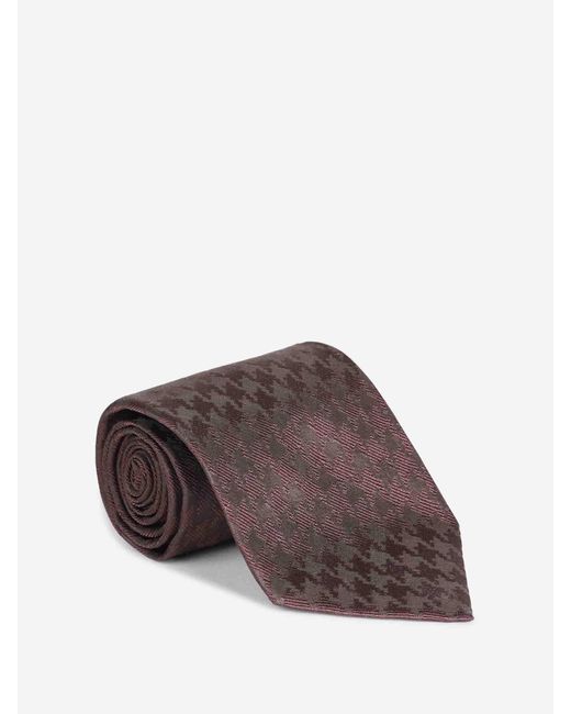 Tom Ford Brown Printed Silk Tie for men