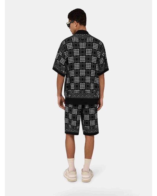 Amiri Black Printed Knit Bermuda Shorts for men
