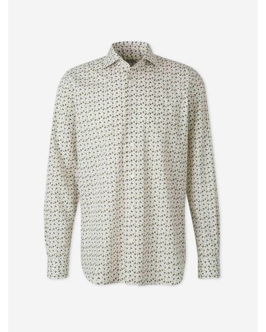Vincenzo Di Ruggiero White Printed Cotton Shirt for men