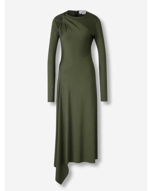 Victoria Beckham Green Draped Asymmetric Dress