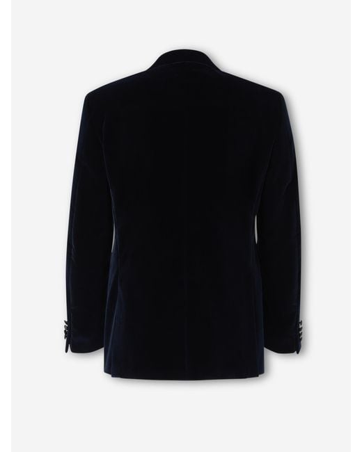 Canali Blue Blazer Straight Velvet for men