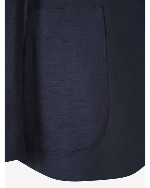 Boglioli Blue Blazer Knitted Wool for men