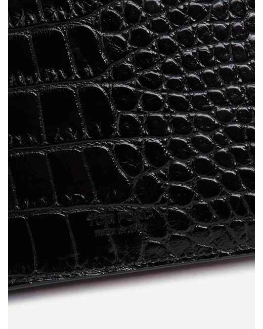 Tom Ford Black Foldable Leather Cardholder for men