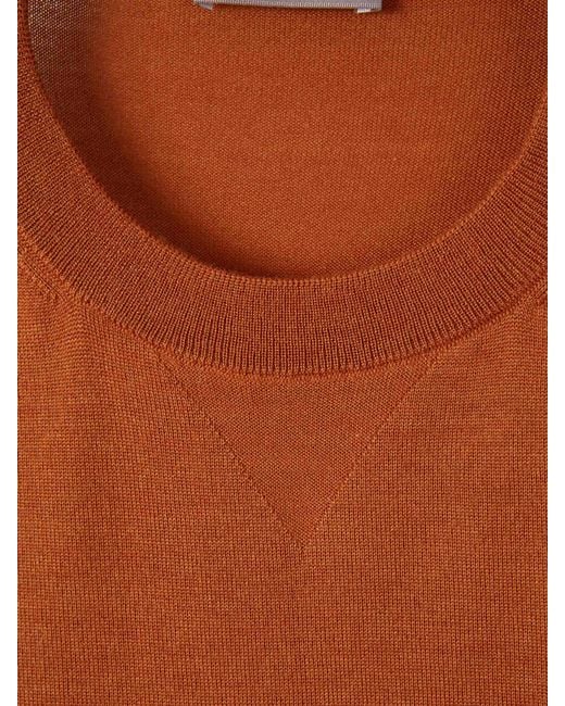 Herno Orange Thin Crew Neck Sweater for men