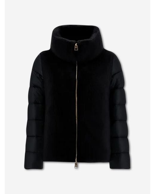 Herno Black Short Faux Fur Down Jacket