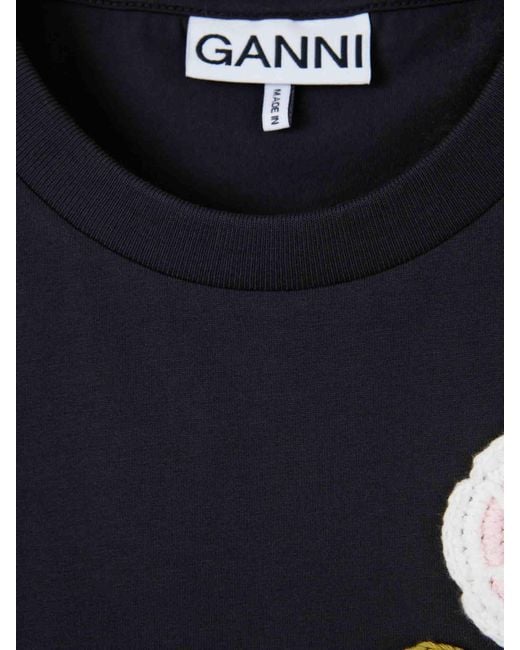 Ganni Black Round Neck T-Shirt