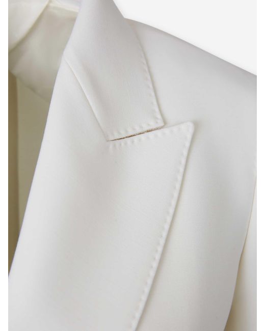 Max Mara White Cropped Wool Blazer