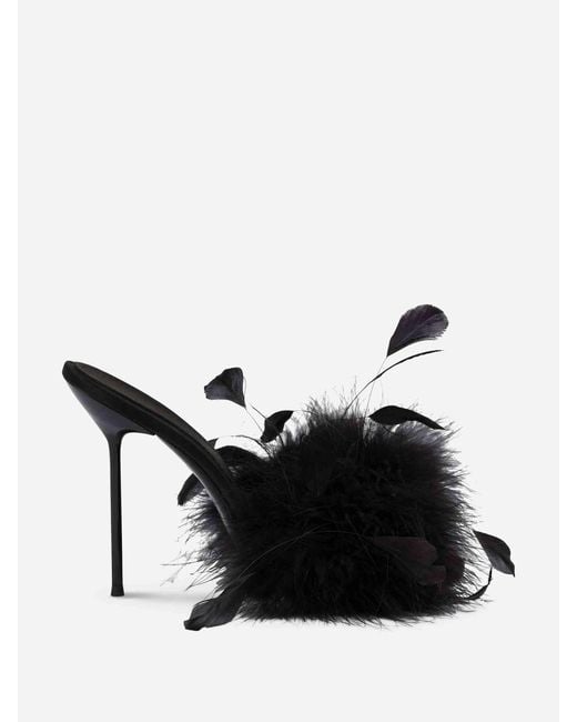 Paris Texas Black Lidia Feather Mules