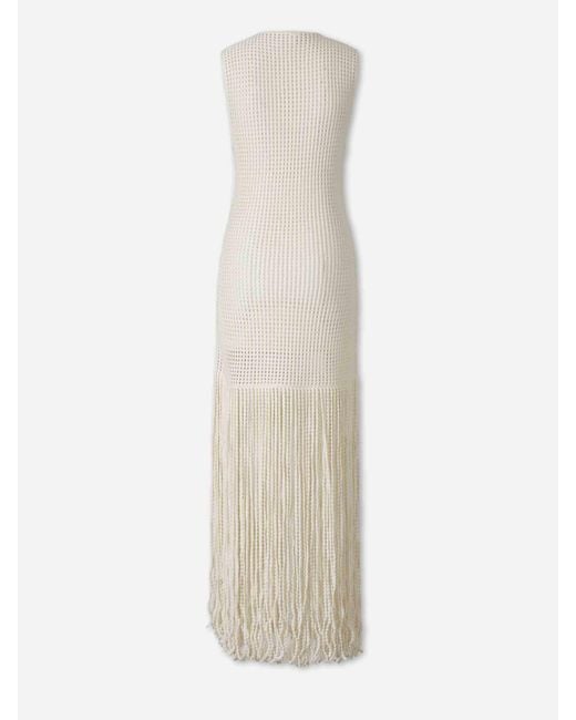 Alaïa White Fringe Knit Dress