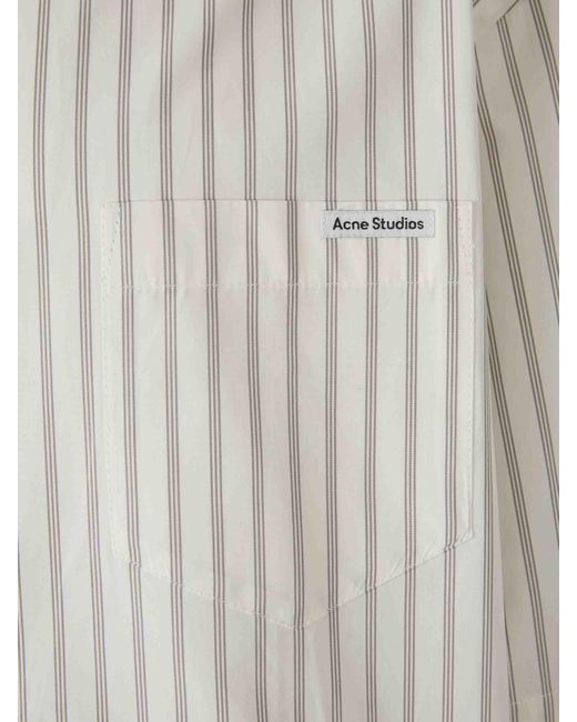Acne White Casual Striped Shirt for men