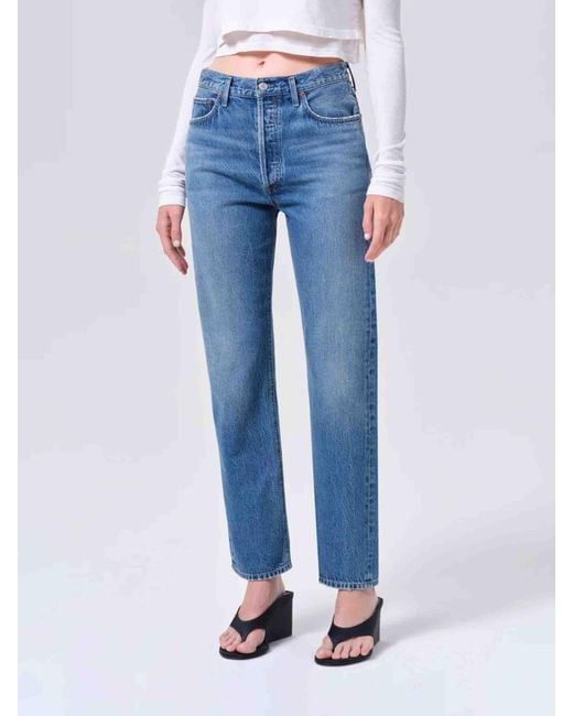 Agolde Blue Straight Leg Jeans, 90S Style