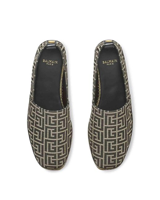 Balmain Gray Monogram Jacquard Espadrilles for men