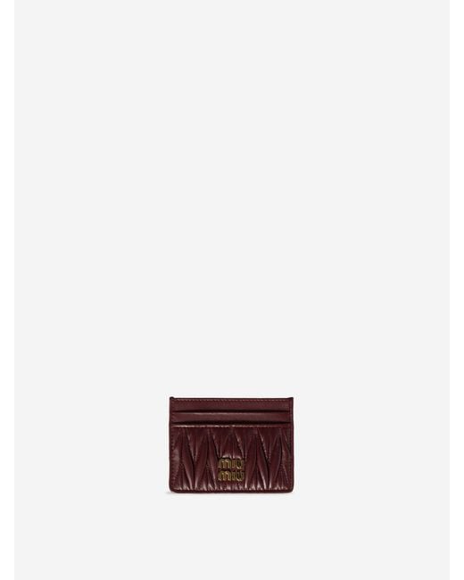 Miu Miu White Quilted Matelassé Card Holder