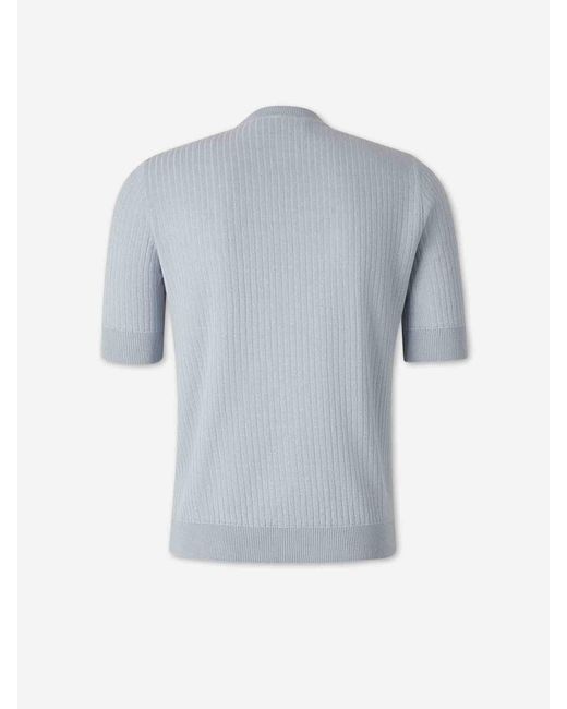 Lardini Blue Linen Knit T-Shirt for men
