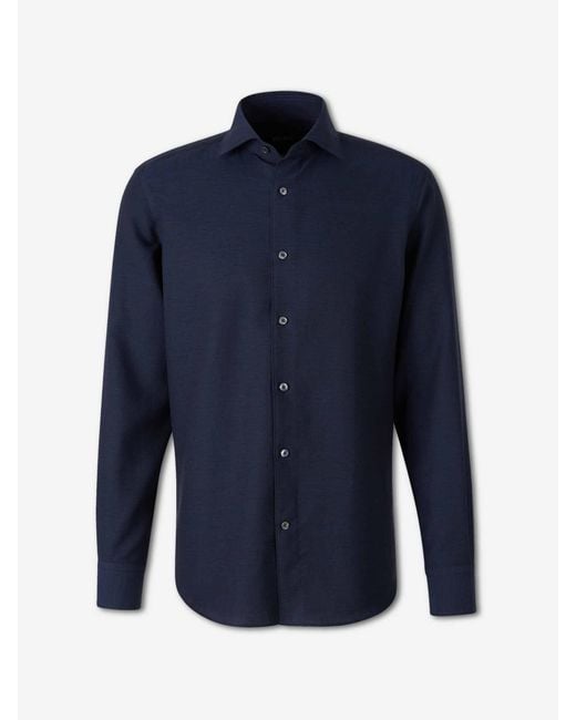 Zegna Blue Plain Dressy Shirt for men