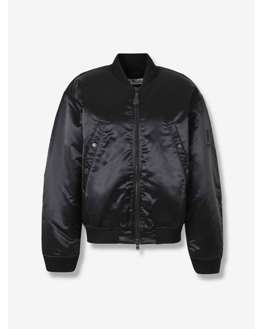 Acne Black Bomber Logogram Jacket for men
