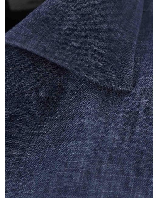 Santa Eulalia Blue Straight Linen Shirt for men