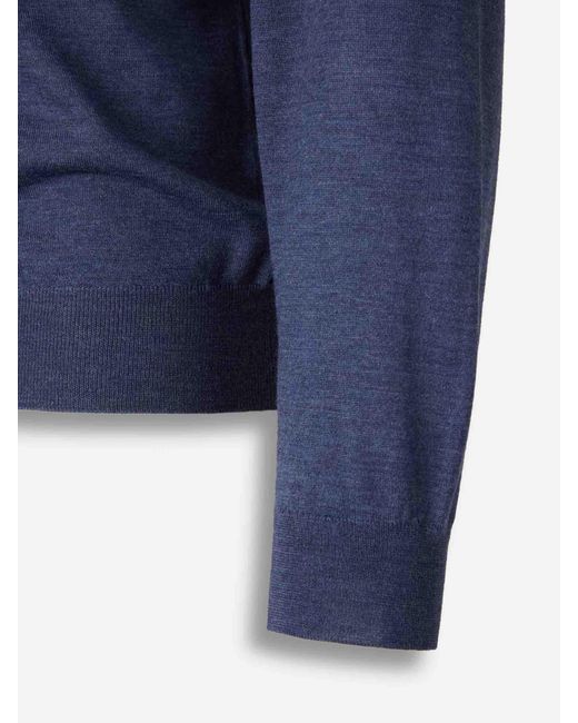 Santa Eulalia Blue Wool Cardigan Zipper for men