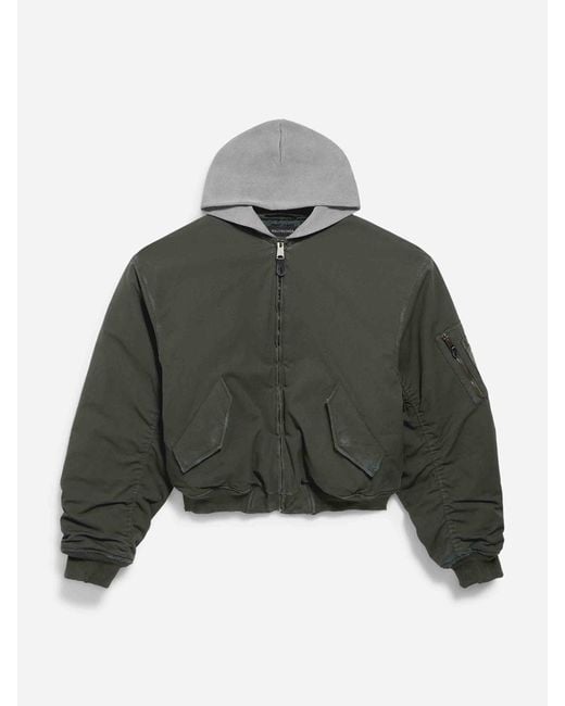 Balenciaga Green Bomber Jacket With Hood for men