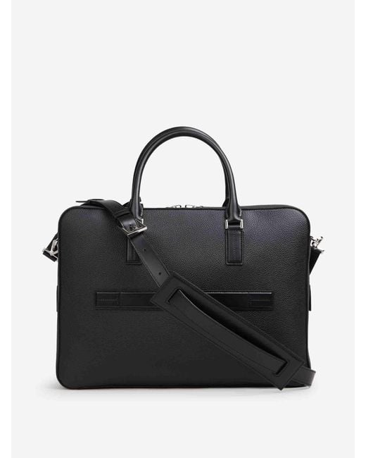 Tom Ford Black Grain Leather Briefcase for men