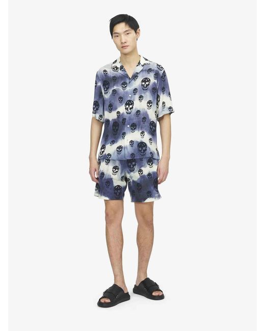 McQueen Blue Skull Casual Shirt for men