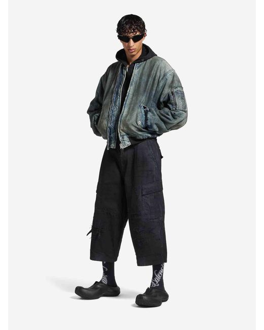 Balenciaga Blue Denim Bomber Jacket for men