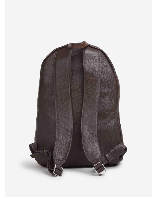 Santoni Gray Leather Backpack for men