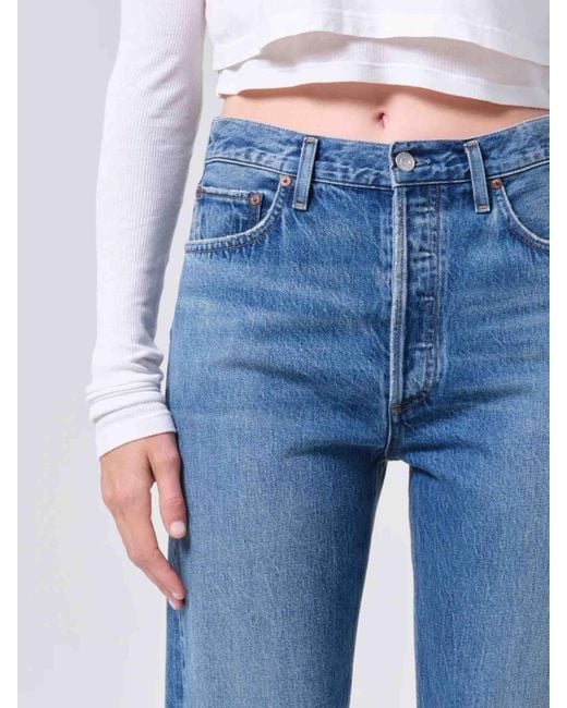 Agolde Blue Straight Leg Jeans, 90S Style