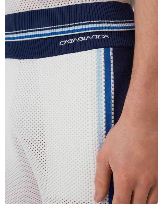 Casablanca Blue Striped Mesh Bermuda Shorts for men