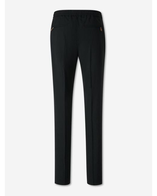 PT Torino Black Straight Wool Trousers for men