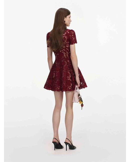 Self-Portrait Red Lace Mini Dress