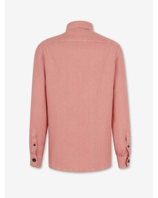 Vincenzo Di Ruggiero Pink Plain Linen Shirt for men