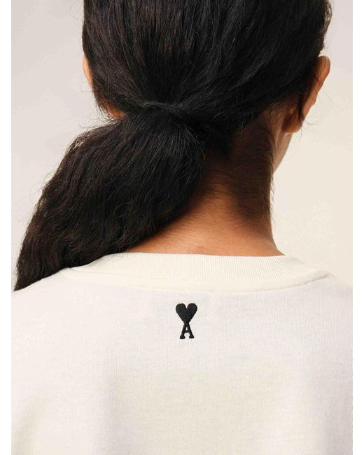 AMI White Short-Sleeved T-Shirt Made Of Thick Cotton Jersey