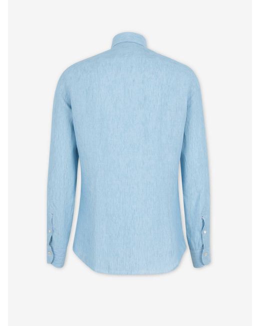 Santa Eulalia Blue Straight Linen Shirt for men