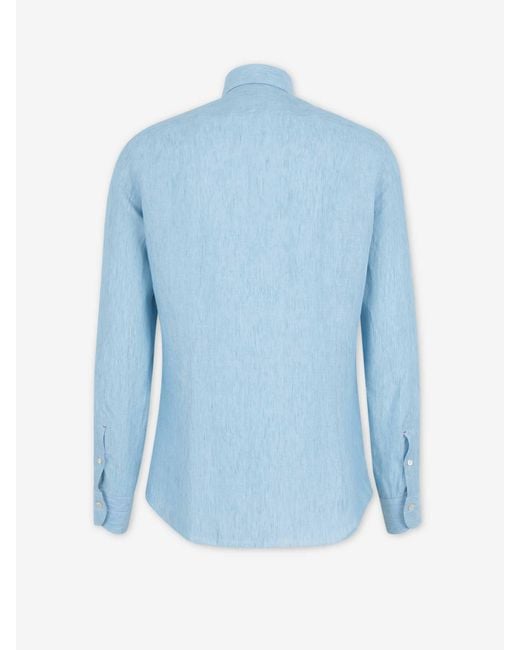 Santa Eulalia Blue Straight Linen Shirt for men