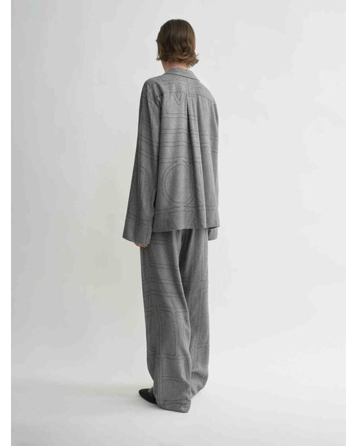 Totême  Gray Flanellbluse Mit Monogramm