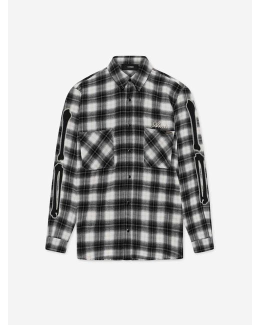 Amiri Gray Oversized Plaid Shirt for men