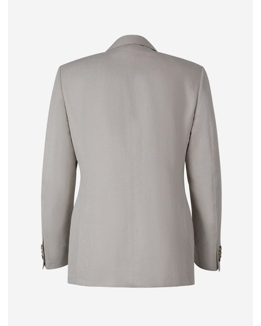 Canali Gray Linen And Silk Blazer for men
