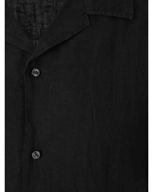 Santa Eulalia Black Short Sleeve Linen Shirt for men