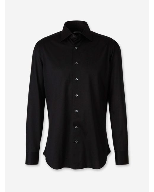 Fray Mikrostrickhemd in Black für Herren